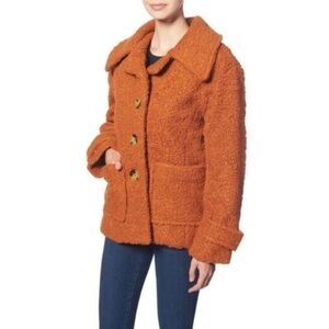 Free People Faux Shearling Notch Collar Coat Small